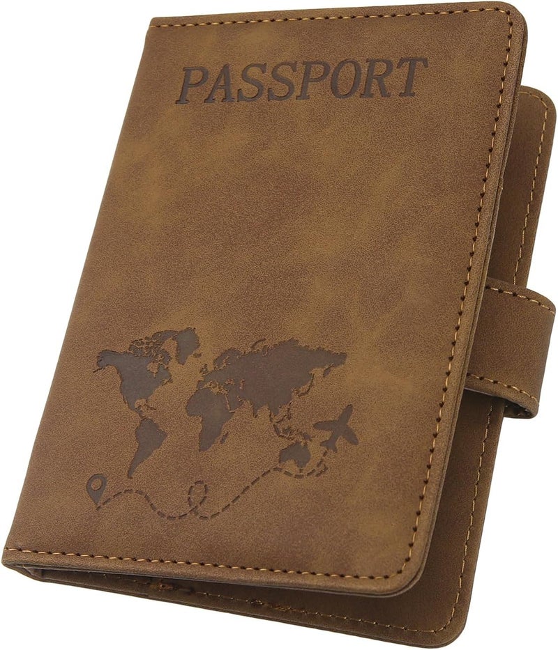 ILIYAH -Passport Cover-Passport Holder Travel Wallet-RFID Blocking Passport Case Travel Accessories Card Holder Wallet Unisex Travel Gifts(Brown) - Image 1